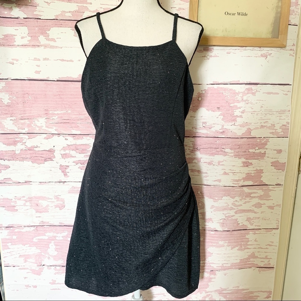 Bailey Blue Dark Gray Sleeveless Sequin Square Neck Cocktail Dress Formal EUC